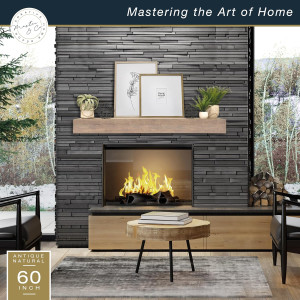 Master & Co. Rustic Floating Fireplace Mantel, Lon...