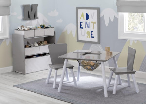 Delta Children 4-Piece Toddler Playroom Set, Grey/...