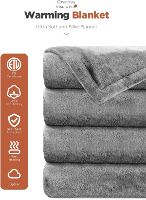 Heated Throw Blanket With 1-9 hrs Timer Auto-Off &...