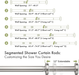 AmazerBath Spring Tension Shower Curtain Rod, 31-7...