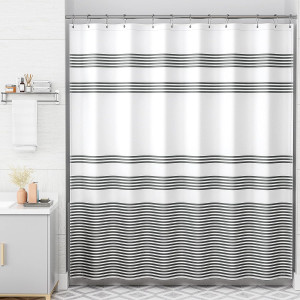 AmazerBath Shower Curtain, Washable Cloth Black Sh...