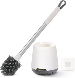 Toilet Brush and Holder Set, Silicone Bristles Bru...