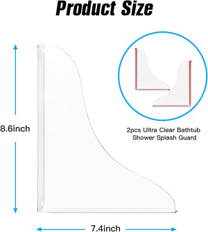 2 Pieces Bathtub Shower Splash Guard, Bathroom Bat...