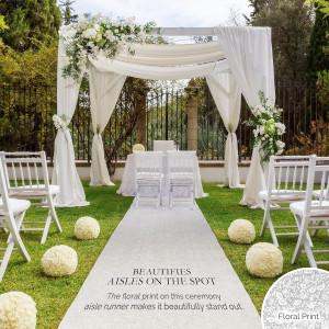 Wedding Aisle Runner, White Floral Print Wedding F...