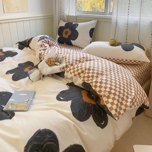 Houseri Black Floral Duvet Cover Twin 3D Sunflower...