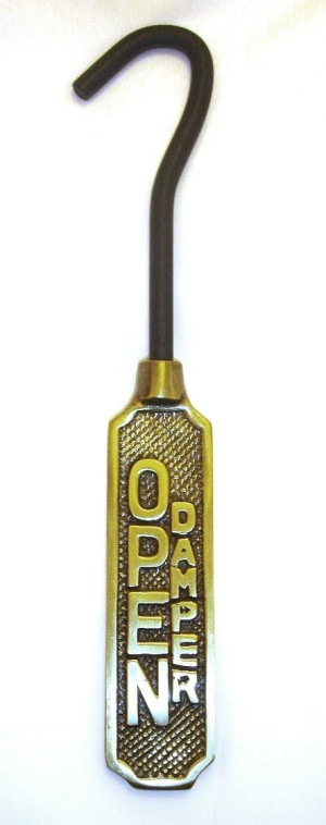 Metal Fireplace Damper Pull with Solid Brass Handl...