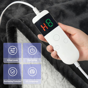 Heated Blanket Electric Queen Size, Soft Sherpa Fl...