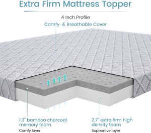 Sleepmax 4 Inch Extra Firm Mattress Topper Queen -...