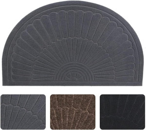 Morning View Half Round Doormat, Gray, Outdoor Ind...