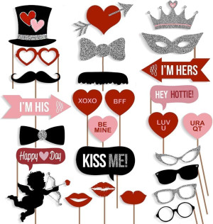 Valentine's Day Photo Booth Props Mustache on Stic...