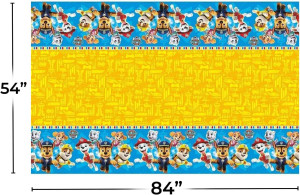 Unique Rectangular Paw Patrol Tablecloth, 54" x 84...