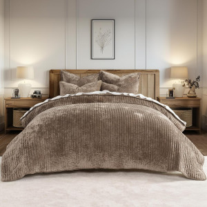EVERGRACE Velvet Quilt Set King Size, Luxurious So...