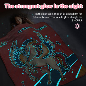 Glow in The Dark Unicorn Blanket, Unicorn Valentin...