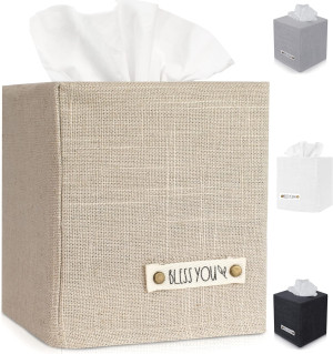 Stylish Tissue Box Cover - This Beige Linen Holder...