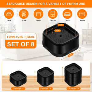 shouwuhho 8 Pack Furniture Risers Adjustable Bed R...