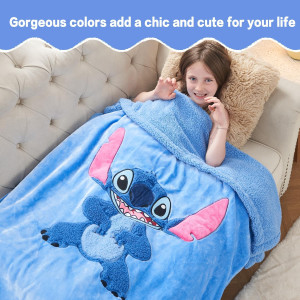 Kids Blanket 3D Cartoon Embroidered Sherpa Blanket...