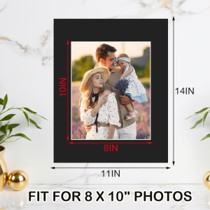 15 Pack 11x14 Black Picture Mats, Frame Mattes for...