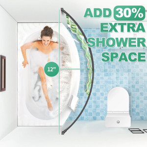 PrettyHome Adjustable Arched Curved Shower Curtain...