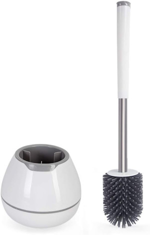 BOOMJOY Toilet Brush and Holder Set, Silicone Toil...