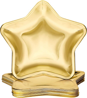 30 Pieces Thick Star Shaped Paper Plates Disposabl...