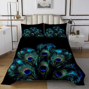 Erosebridal Peacock Feather Coverlet Set Wild Anim...