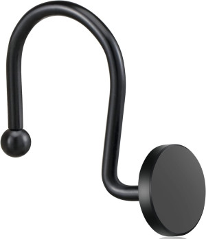 Black Shower Curtain Hooks, Rustproof Shower Curta...