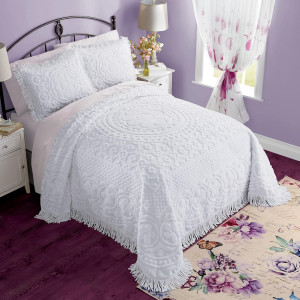 Montgomery Ward Emily Floral Chenille Bedspread, S...