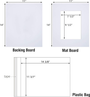 Acid Free 25 Pack 11x14 Pre-Cut Mat Board Show Kit...