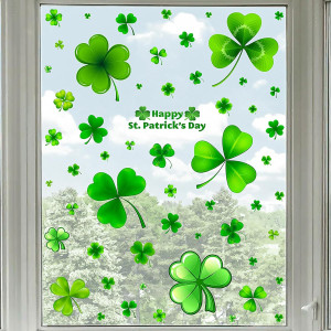 St Patricks Day Window Clings, Shamrock Stickers f...