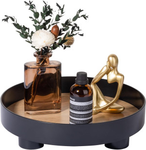 Round Wooden Tray Rustic Decorative Tray Fall Home...