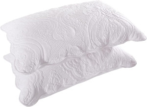Quilted Pillow Shams Set of 2, Decorative Microfib...