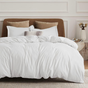 Bedsure White Duvet Cover Queen Size - Soft Double...