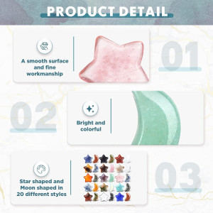 Nuenen 30 Pieces Worry Stones Bulks Moon Star Shap...