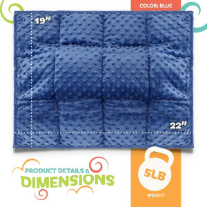 5lb Weighted Blanket for Kids (Blue), Plush Minky...