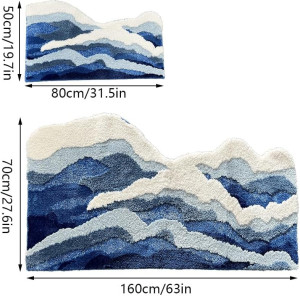 Wave Shape Furry Bedroom Rug, Fluffy Area Rug, Bat...