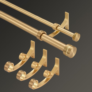 Double Drapery Curtain Rods, 72-144” Telescoping C...