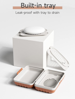 Leakproof Travel Soap Dish with Lid - Draining Soa...