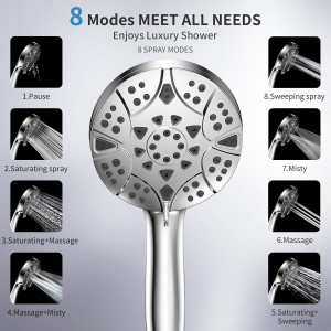 High Pressure 8-mode 5'' Handheld Shower Head with...