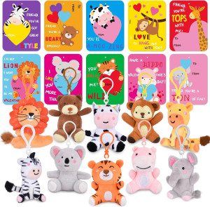 Valentine's Day Cards with Plush Keychains 20-Pack...