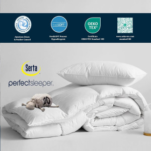 Serta Goose Feather Down Fiber Cotton Comforter Qu...