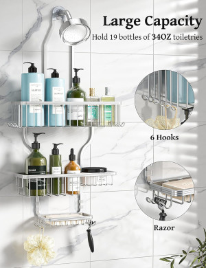 YASONIC Shower Caddy Hanging - Never Rust Shower O...