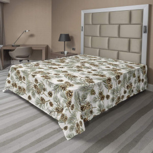Lunarable Pinecone Flat Sheet, Scenery Illustratio...