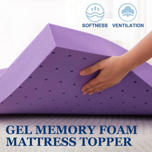 SINWEEK 2 Inch Gel Memory Foam Mattress Topper Ven...