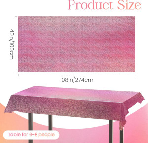 2 pcs Pink Holographic Laser Tablecloths Hot Pink...