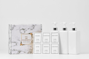 Modern Gold Design Pump Bottle Set 27 oz Refillabl...