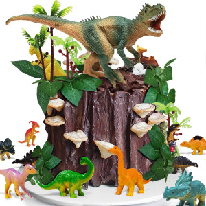 26 PCS Dinosaur Cake Toppers With Dinosaur Eggs Le...