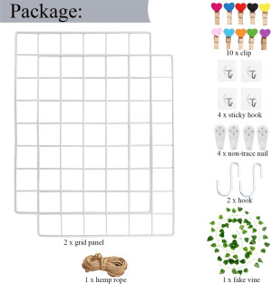 DIJIAHUA 2 Pack Wall Grid Panel Wire Photo Wall Pi...