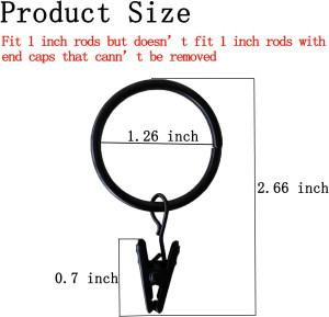 16 Pack Curtain Rings with Clips, Window Clip Ring...