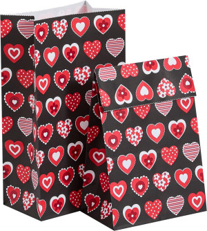 SUNCOLOR 30 Pack Red Heart Party Favor Bags Goodie...
