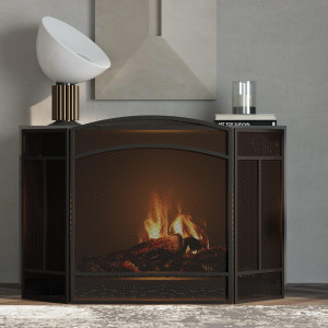 Fire Beauty Fireplace Screen 3 Panel Wrought Iron...